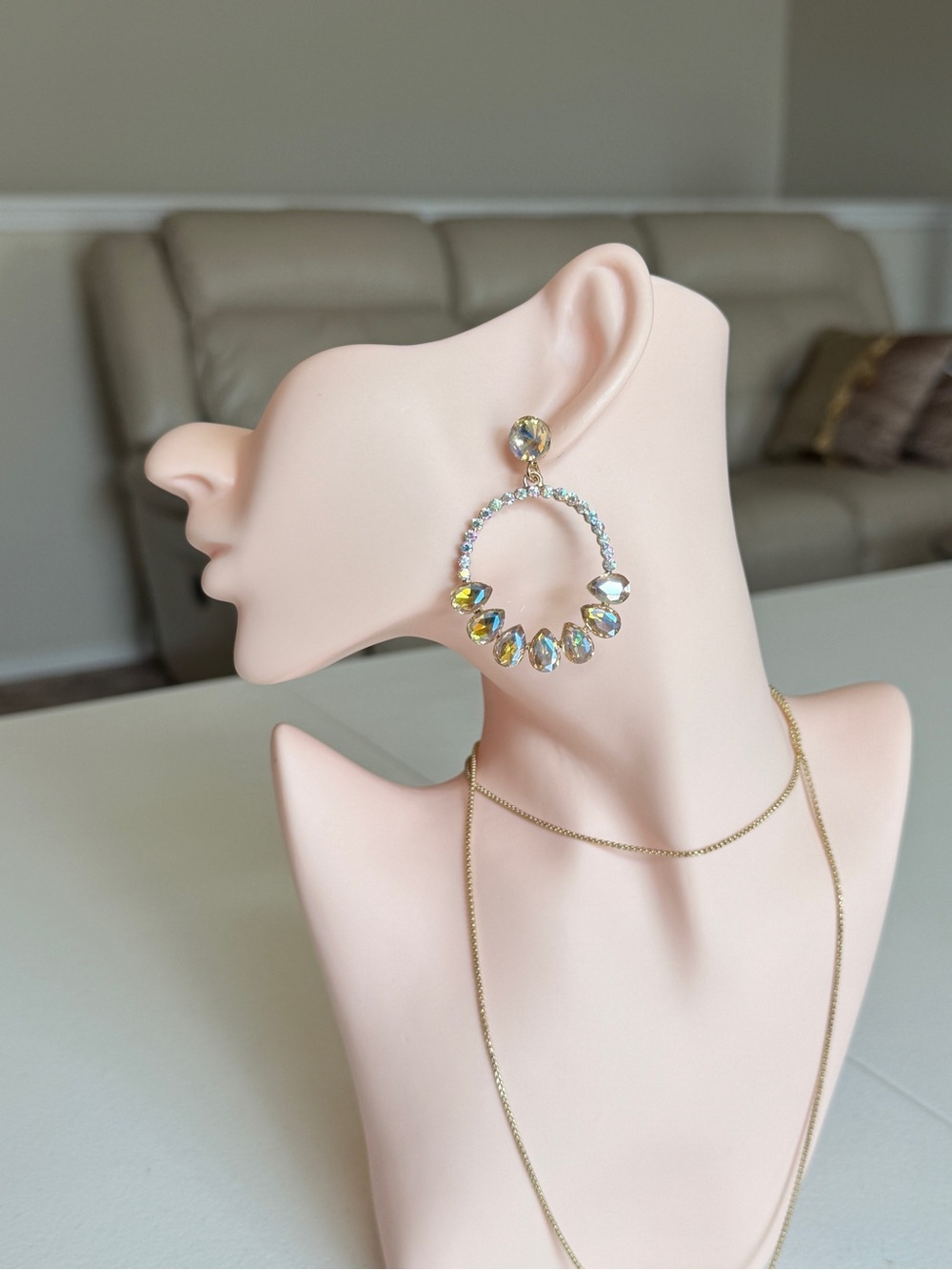 Aurora Crystal Earrings - Gold Tone